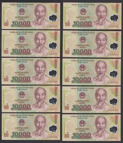 Vietnam 10 Stück á 10000 10.000 Dong 2008 Pick 119c UNC (1) seltener Jahrgang
