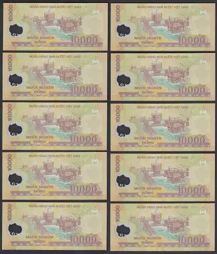 Vietnam 10 Stück á 10000 10.000 Dong 2008 Pick 119c UNC (1) seltener Jahrgang