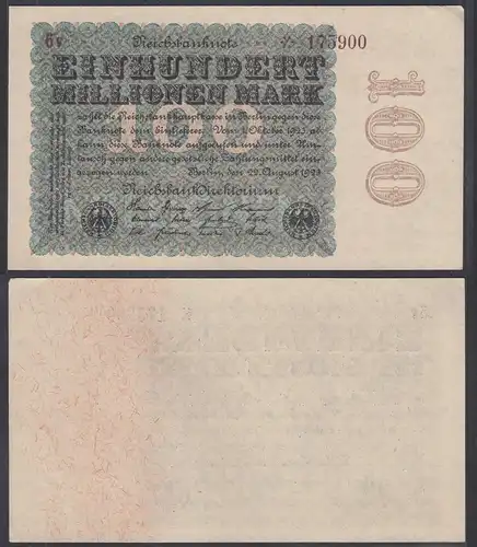 Ro 106e 100 Millionen Mark 1923 FZ: V BZ: 6 XF (2) Starnote  (29768