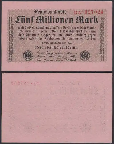 Ro 104b 5 Millionen Mark 1923 Pick 105 FZ: A BZ: 17 XF+ (2+)   (29763