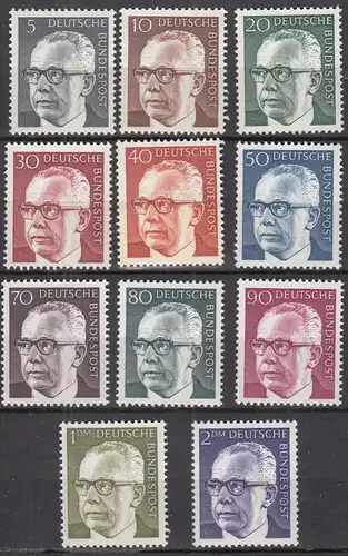 Federal Republic of Germany first definitives set Heinemann Mi.635-645 MNH