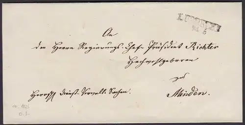 Preussen Umschlag ca. 1825 LÜBBECKE L2 nach MINDEN  (24569