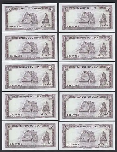 LIBANON - LEBANON 10 Stück á 10 Livres Banknote Pick 63f 1986 UNC (1)  (89030