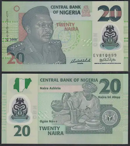 NIGERIA 10 Naira Banknote 2008 Pick 34d UNC (1) Polymer   (29883