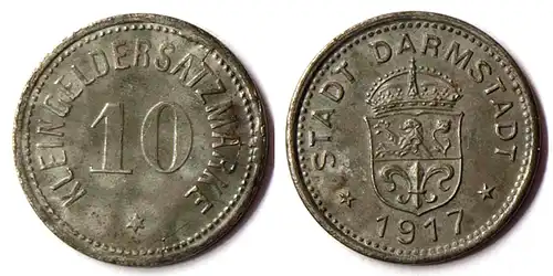 DARMSTADT 10 Pfennig Notgeld Kleingeldersatz 1917 Zink Funck 88.2a    (R944
