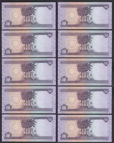 Irak - Iraq 10 Stück á 50 Dinar Banknote 2003 Pick 90 UNC (1)   (89182