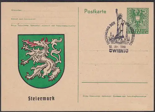 Österreich - Austria 1946 Ganzsache Steiermark m.SST USA-Ausstellung    (27884