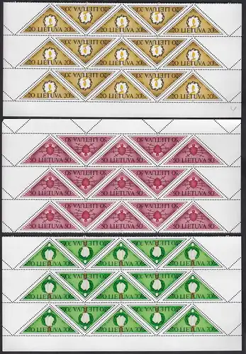 Litauen - Lithuania Mi 477-79 ** MNH 1991 Block of 15 Jahrestag Juni Ereignisse