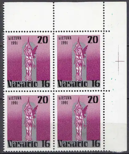 Litauen - Lithuania Mi 470 ** MNH 1991 Block of 4 - 73. Gründungstag   (65519