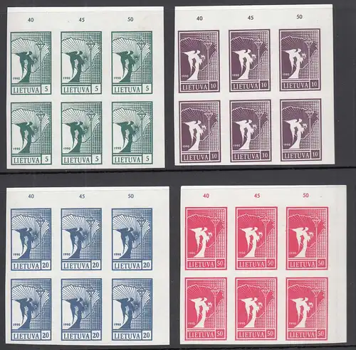 Litauen - Lithuania Mi 457-60 ** MNH 1990 Block of 6 Corner Peace Angel  (65521