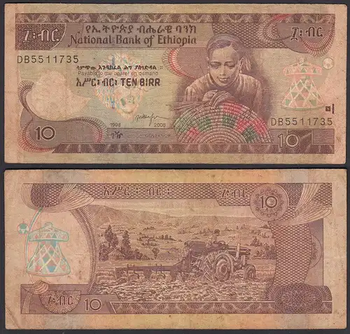 Äthiopien - Ethiopia 10 Birr (2006) Banknote Pick 48d F (4)  (25135