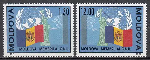 Moldawien - Moldova 1992 Mi.39-40 ** MNH  Aufnahme in die UNO   (65571
