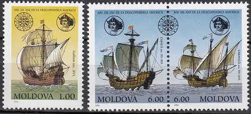 Moldawien - Moldova 1992 Mi.46-48 ** MNH  500 Jahrestag Endeckung Amerika (65573