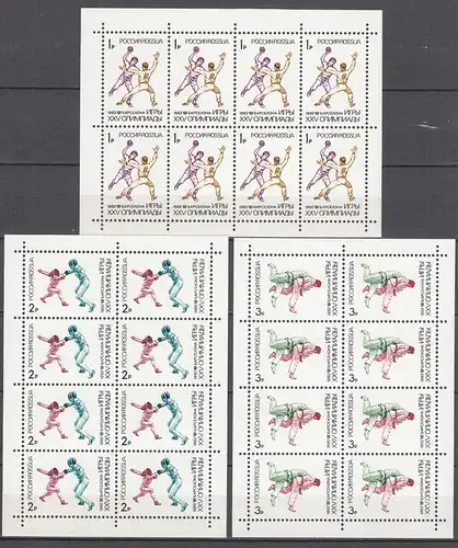 Russland Russia Mi 245-47 ** MNH Olympic Summer 1992 Barcelona Sheets  (65560