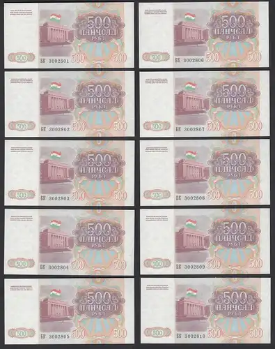 Tadschikistan - Tajikistan 10 Stück á 500 Rubel 1994 Pick 8a UNC (1)   (89250