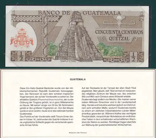 GUATEMALA 0,50 Quetzal Banknotes of all Nations Pick 58c UNC (1)  (12712