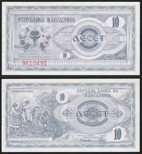 MAZEDONIEN -  MACEDONIA 10 Denari 1992 Pick 1 UNC (1)   (15080