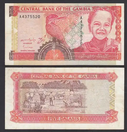 Gambia 5 Dalasi Banknote ND (2001-05) Pick 20 sig.12 VF (3)     (27611