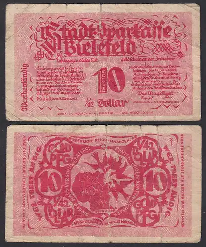 Westfalen - Bielefeld 10 Pfennig 1/42 Gold Dollar 1924    (30059