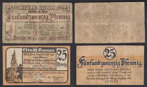 Stadt Kamen 2 x 25 Pfennig 1919 + 1920 Notgeld gebraucht     (30063
