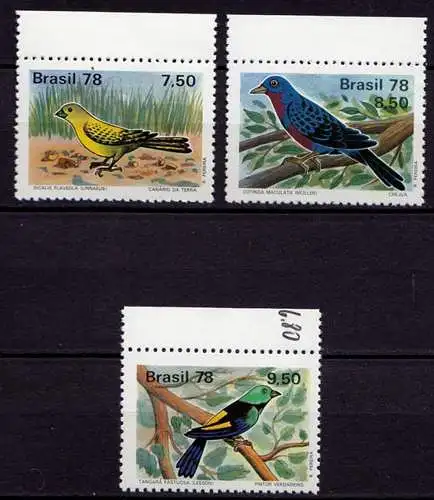 Brasilien Brazil Vögel Birds  ** 1978 Mi. 1651-1653  (9433