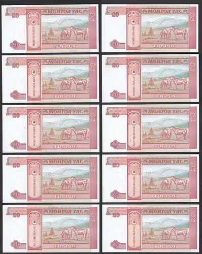 Mongolei - Mongolia 10 Stück á 10 Centimes (1993) Pick 55 UNC (1)    (89256