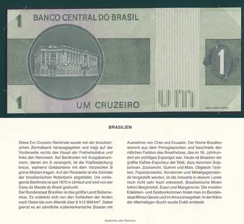 BRASILIEN - BRAZIL 1 Cruzeiro (1980) Pick 191Ac UNC Banknotes of all Nations UNC