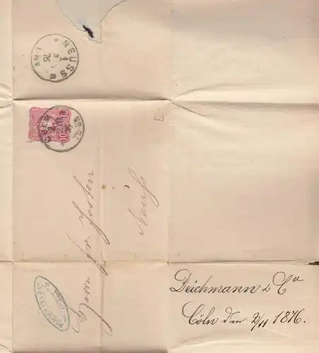 Brief Deichmann & Co Coeln 1876 Rechnung an Josten in Neuss   (29863