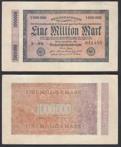 1 Million Mark 1923 Ro 93 Pick 93  F (4)  FZ: BK - BZ: B Kölner Provisorium