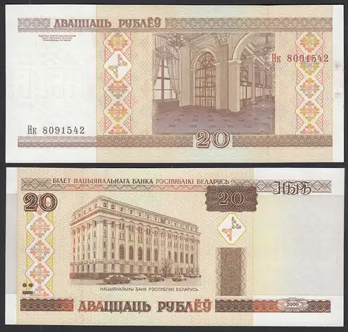 Weißrussland - Belarus 20 Rubel 2000 UNC (1) Pick 24  (30166