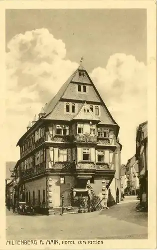 AK Miltenberg Main Hotel zum Riesen Bahnpost 1918  (1652