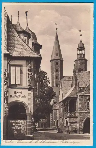 AK Goslar Kaiserworth Marktkirche Rathaustreppe   (2424