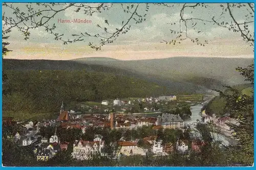 AK Hann Münden Fluß Panorama Gesamtansicht   (2514