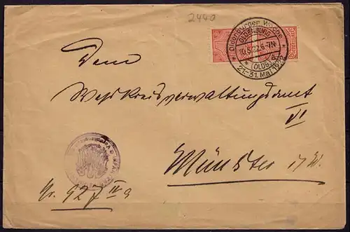 Oldenburg (SST)-Münster Dienst-Behördenbrief 10-5-1922   (6888