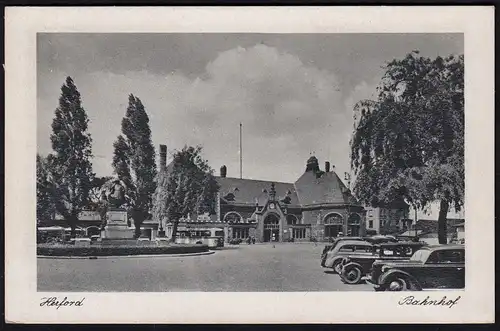 AK Herford Bahnhof Autos Oldtimer (17054