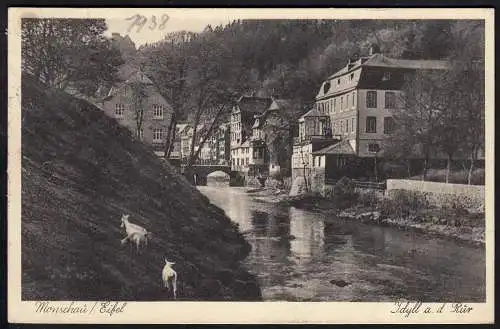 AK Monschau Eifel Idyll an der Rür 1938  (17078