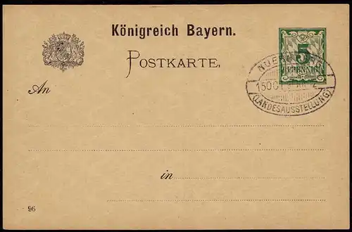 BAYERN LANDESAUSSTELLUNG NÜRNBERG 1896 Ganzs. + AK  (8819