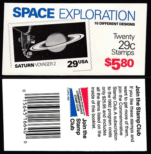 USA 1991 postfrisches MH 149  Heftchen SPACE Weltraumforschung   (27635