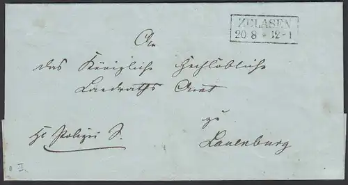 Preussen Umschlag ZELASEN R2 nach LAUENBURG  (25607
