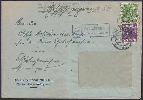 Bedarfsbrief Landpost/Posthilfstelle Wüstwillenroth über Wächtersbach (20608