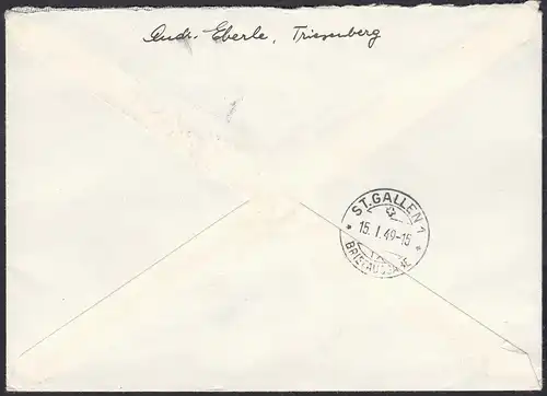 Liechtenstein R-Brief 1949 nach St.Gallen Mi. 261   (23032