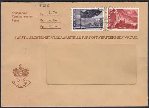 Liechtenstein 1959 NN-Brief FDC nach Zumikon Mi. 381+384  (23041