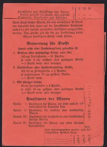 2. Reichskleiderkarte 3.Reich 1940 Stadt Duisburg   (23047