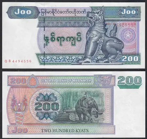 Burma - Myanmar 200 Kyats (2004) Pick 78 XF+ (2+)    (30194