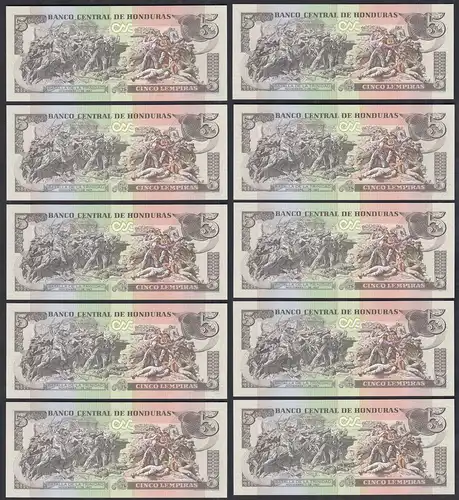 HONDURAS 10 Stück á 5 LEMPIRAS 2006 Pick 91a UNC (1)    (89203