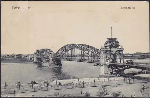 AK Düsseldorf Rheinbrücke und Rhein 1908    (12555