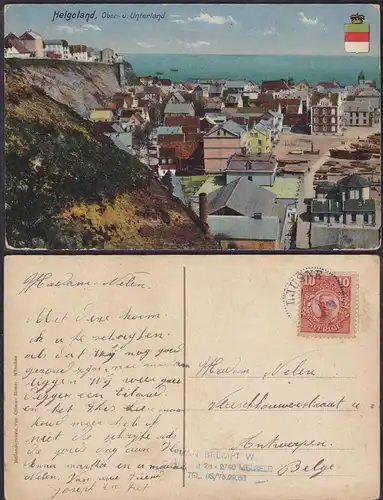 AK Helgoland 1920 gelaufen aus Schweden LJUSNE nach Antwerpen    (12500