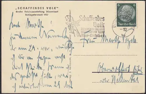 AK Düsseldorf 1937 Reichsausstellung Schaffendes Volk Baustahlgewerbe     (12391