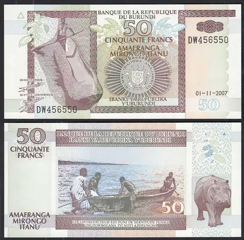 Burundi 50 Francs 01-11-2007 PICK 36g UNC (1)    (30277