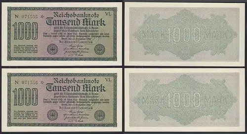 Ros 75k 1000 Mark 1922 2 Stück im Paar FZ: VL BZ: N Starnoten aUNC    (30258